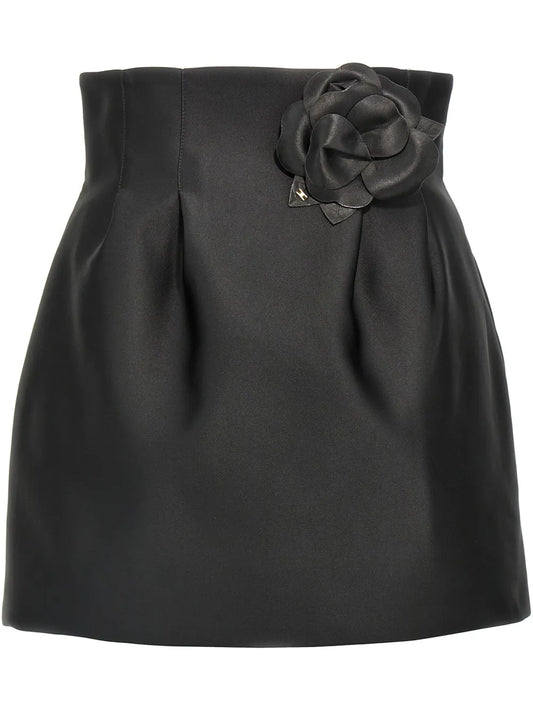 Floral-Appliqué Mini Skirt