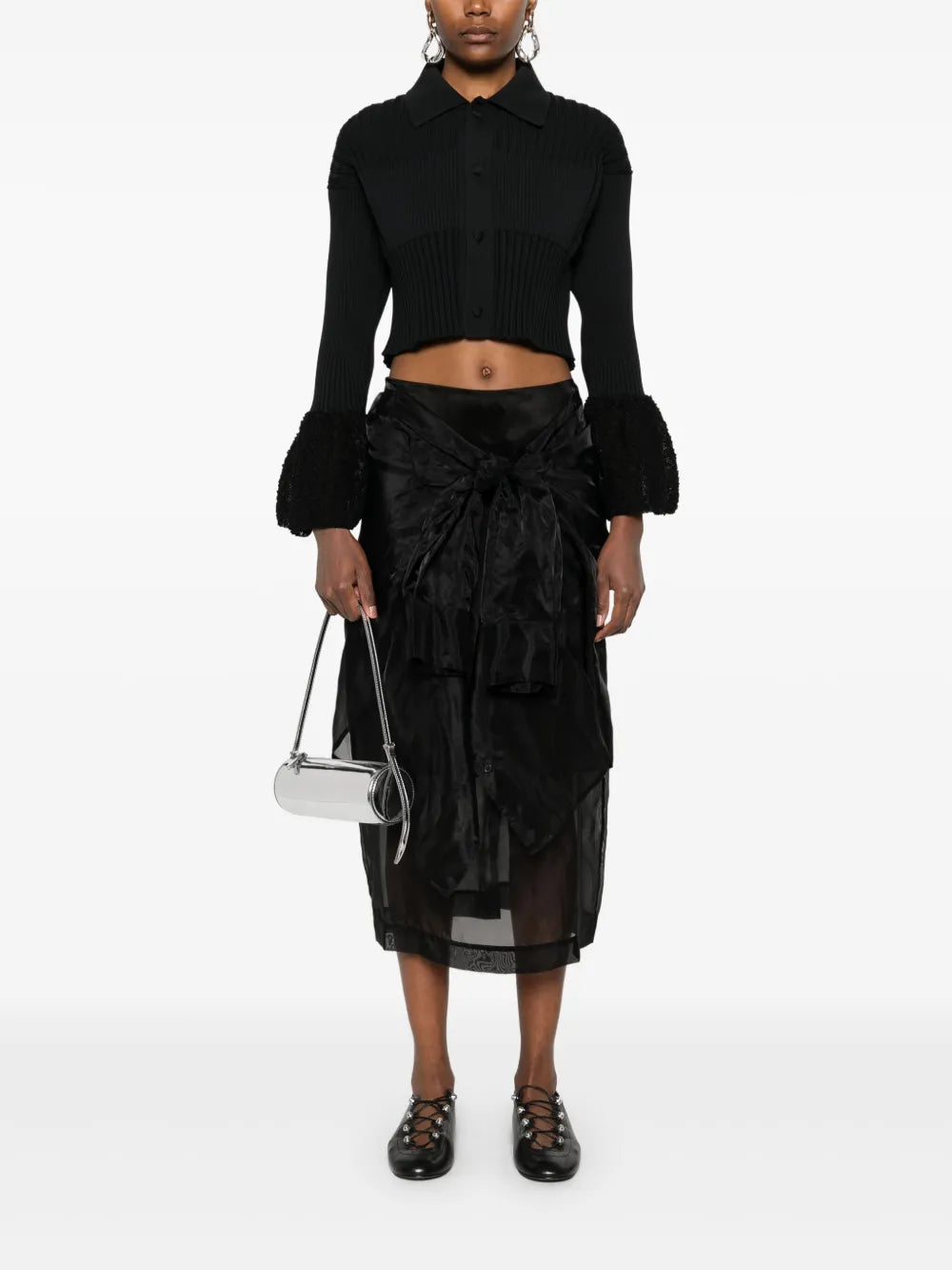 Fluted Ornament Cropped Cardigan