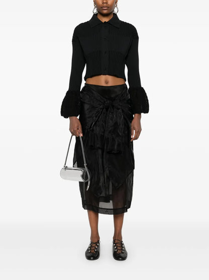 Fluted Ornament Cropped Cardigan