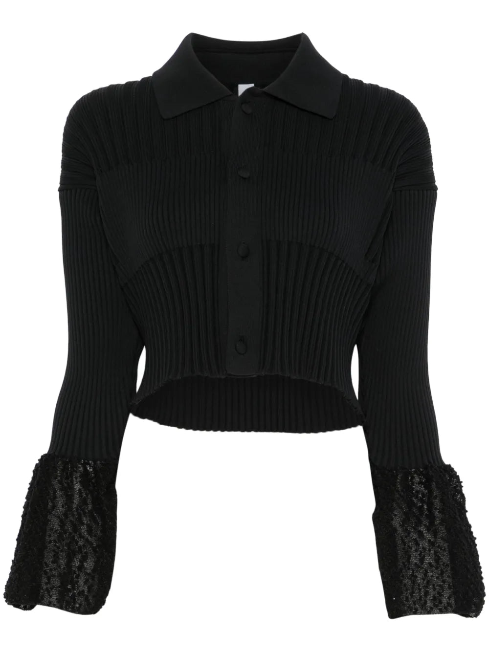 Fluted Ornament Cropped Cardigan