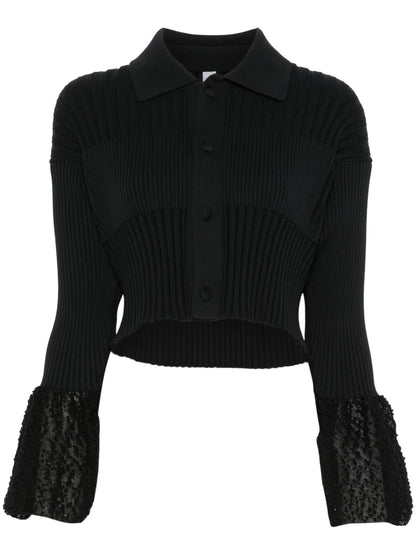 Fluted Ornament Cropped Cardigan
