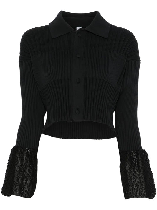 Fluted Ornament Cropped Cardigan