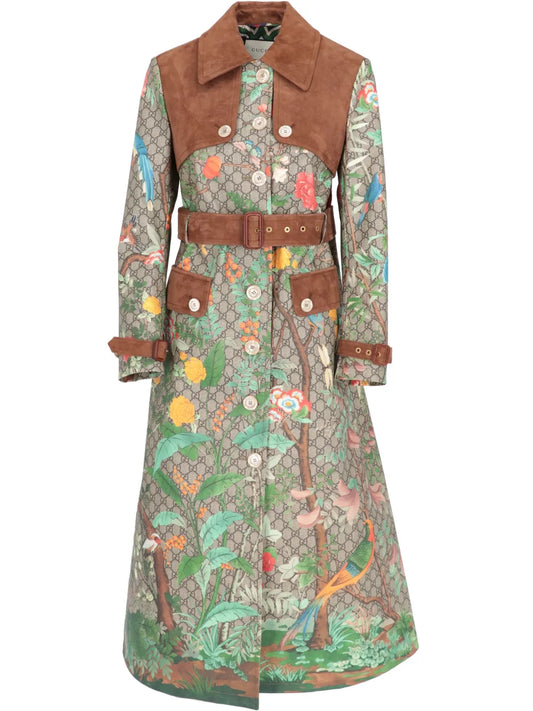 2016 Floral-Motif Trench Coat