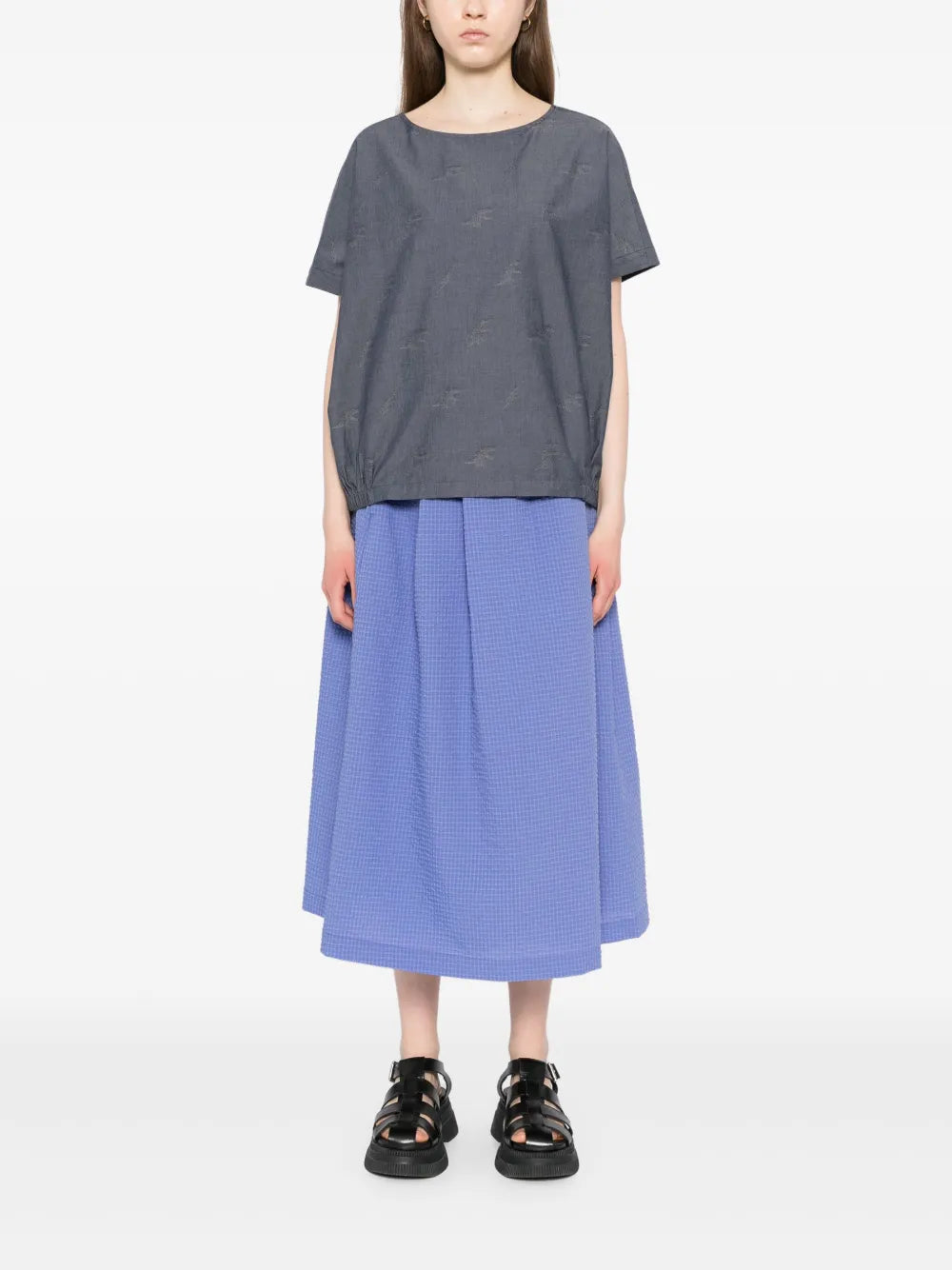 Midi Seersucker Skirt