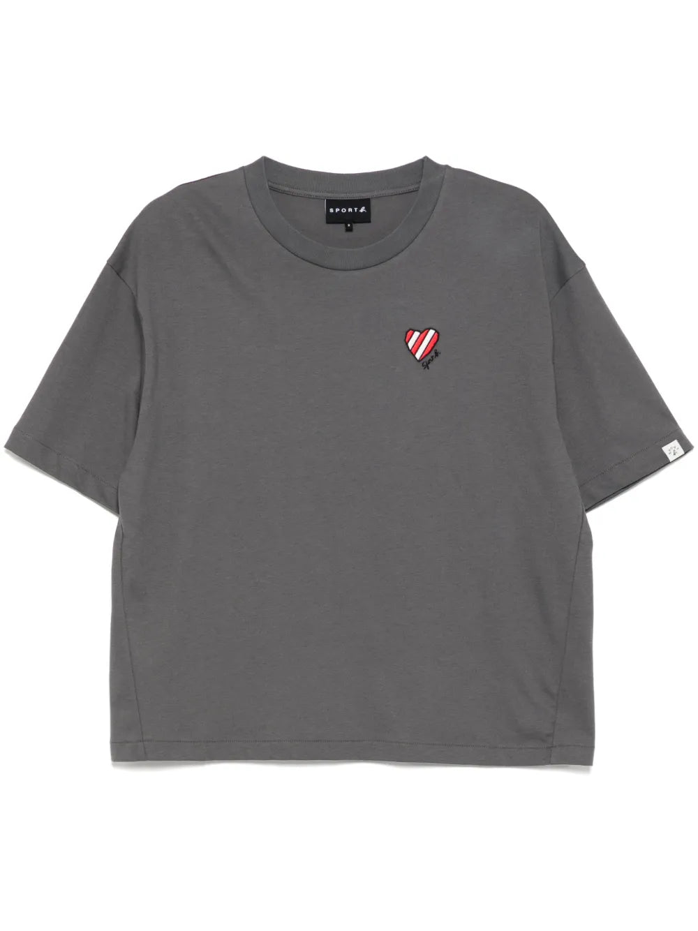 Stripe Heart-Embroidered T-Shirt