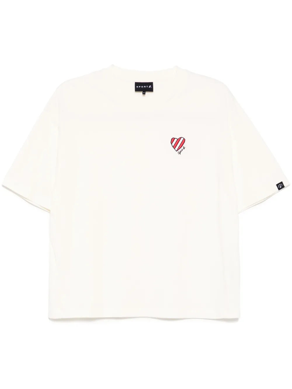 Stripe Heart-Embroidered T-Shirt