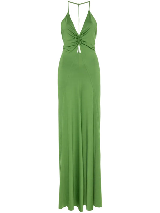 V-Neck Ruched Gown