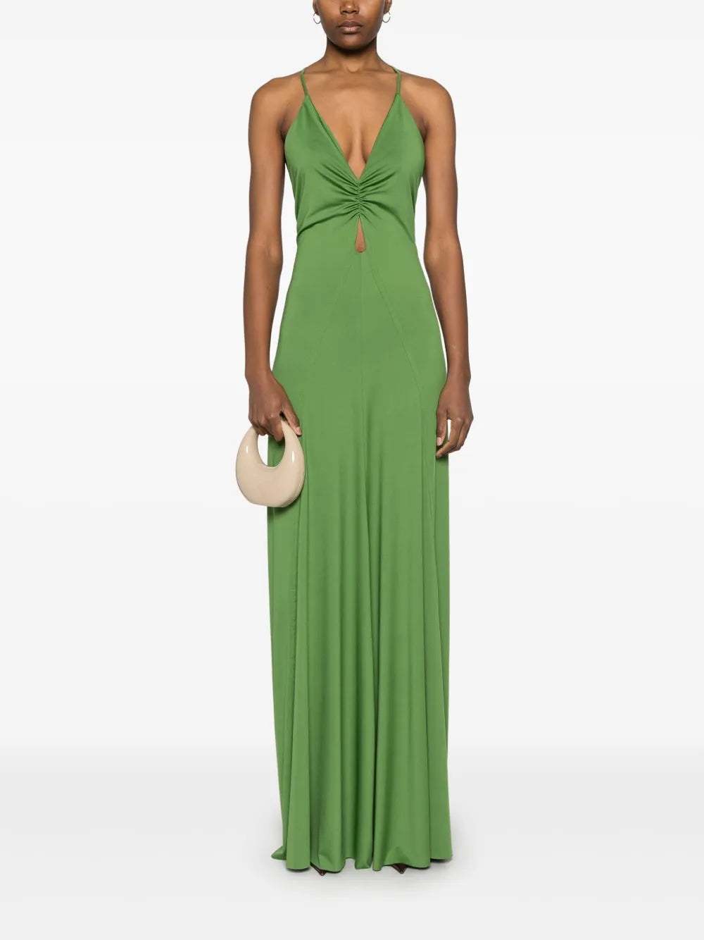 V-Neck Ruched Gown