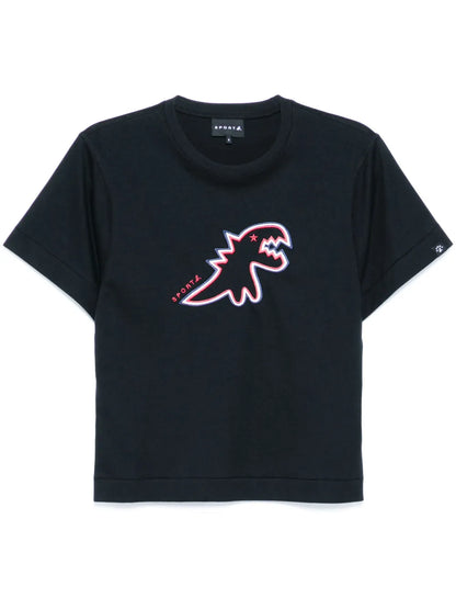 Dino-Embroidered Short-Sleeved T-Shirt