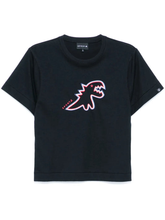 Dino-Embroidered Short-Sleeved T-Shirt