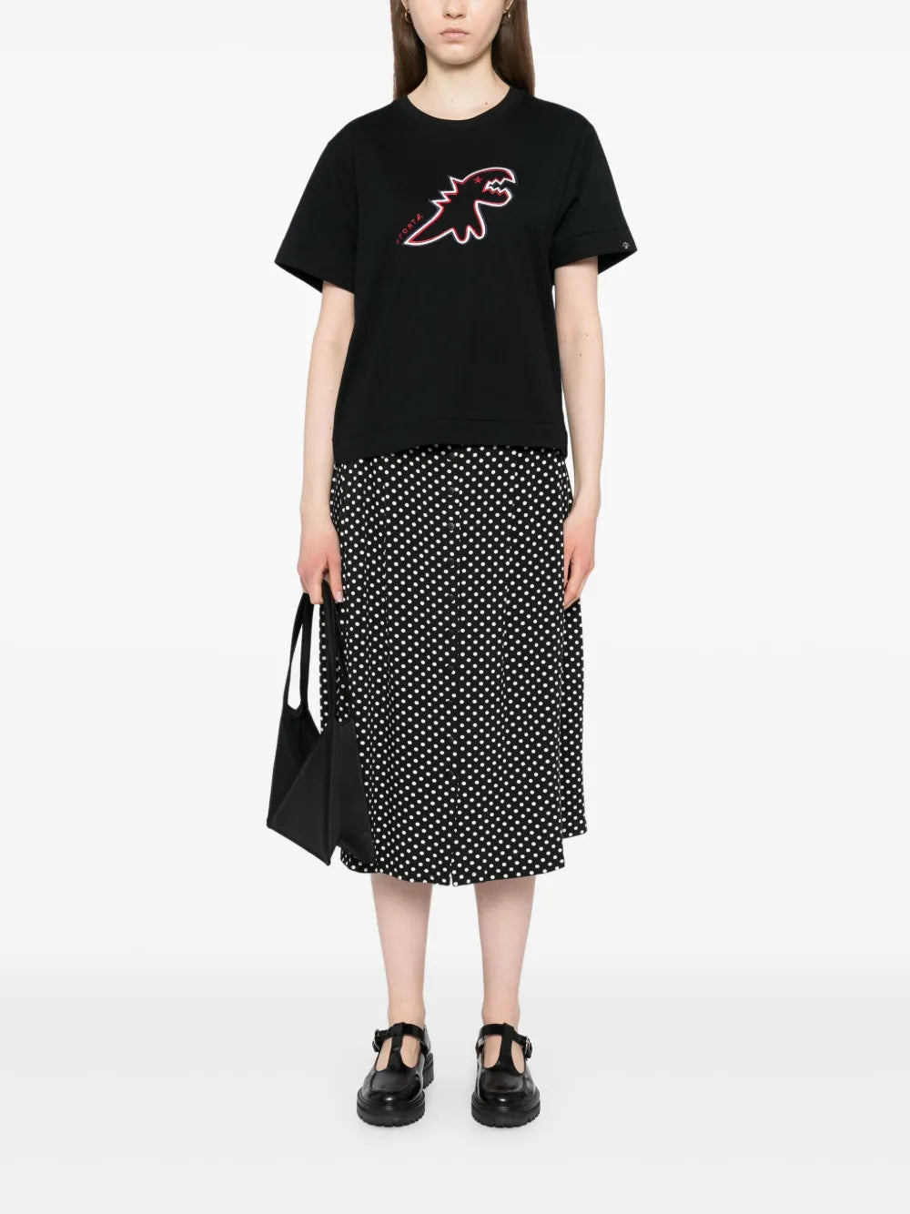 Dino-Embroidered Short-Sleeved T-Shirt