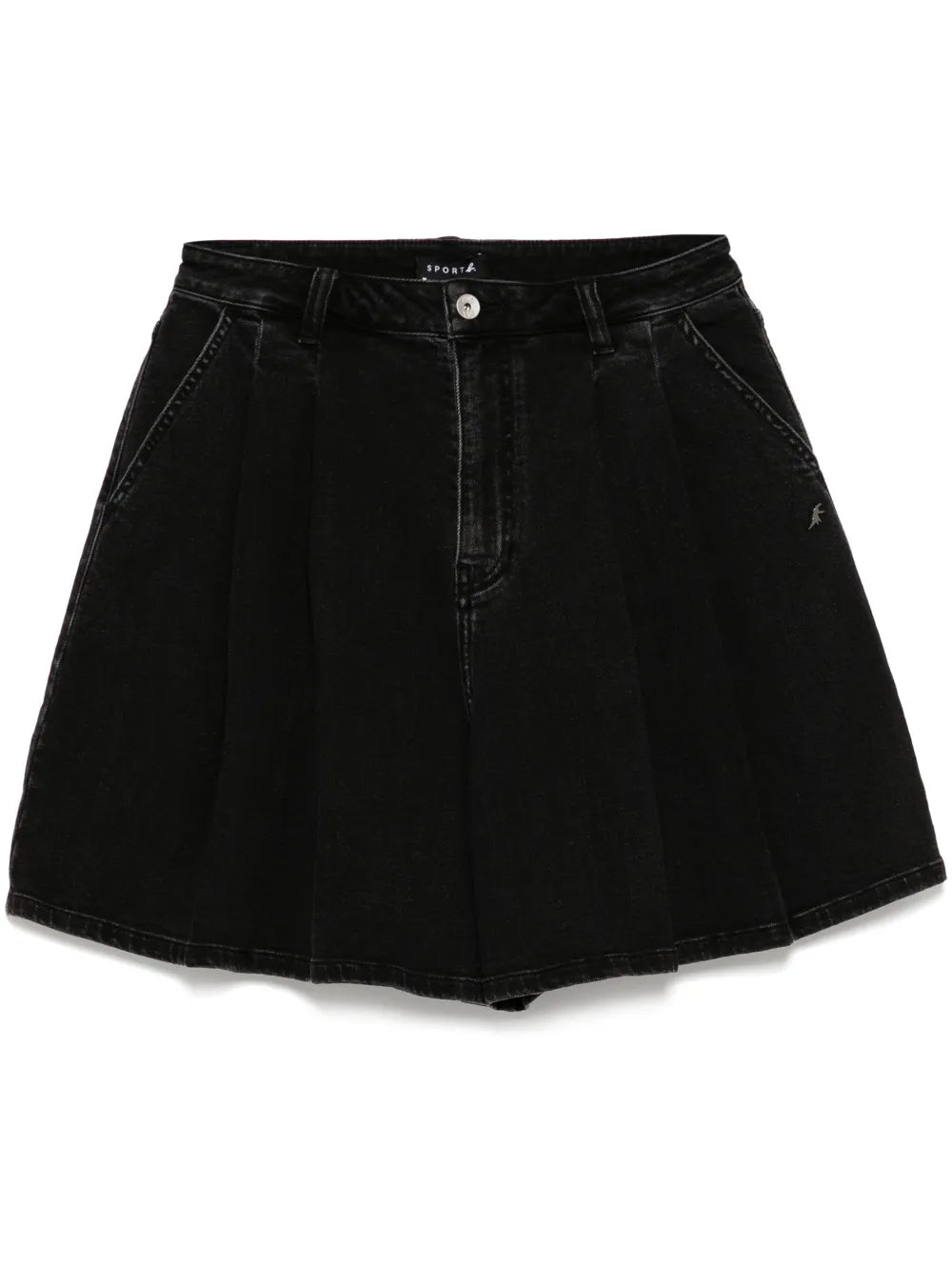 Pleated Denim Shorts