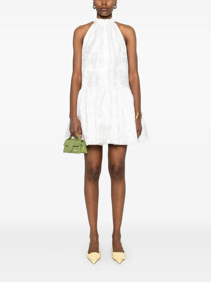 Floral-Jacquard Mini Dress