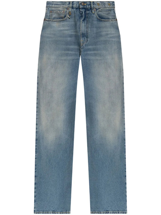 Wide-Leg Distressed Jeans