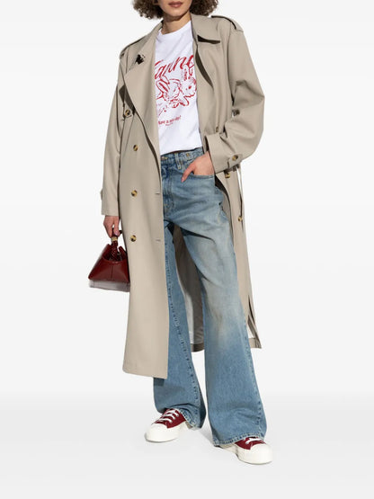 Wide-Leg Distressed Jeans