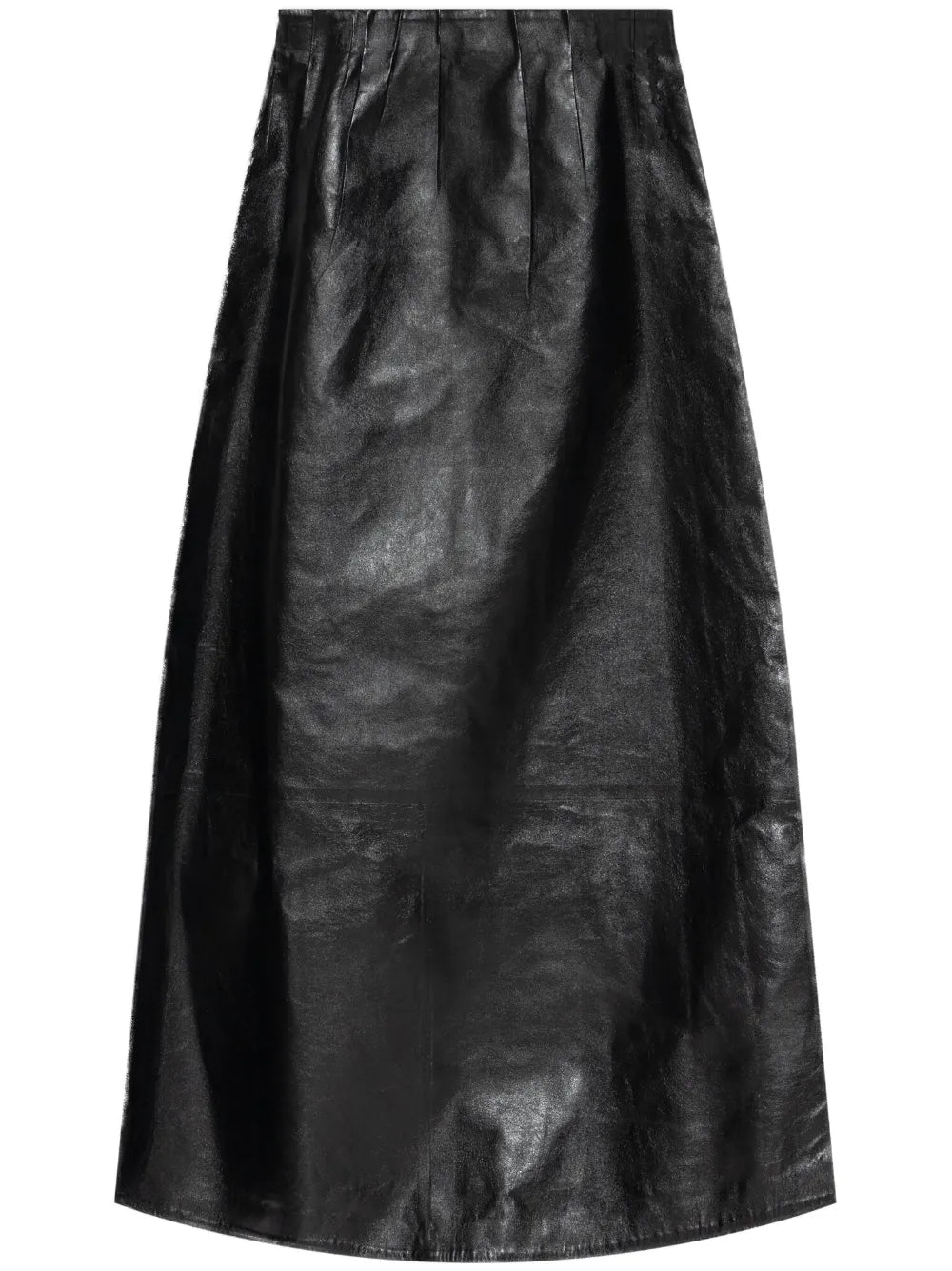 Pleated Leather Maxi Skirt