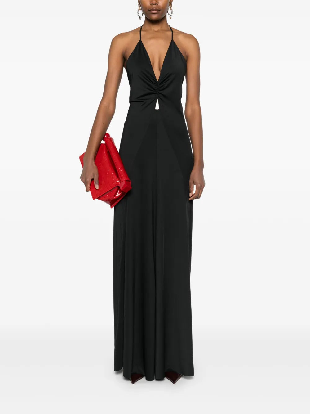 V-Neck Ruched Maxi Dress