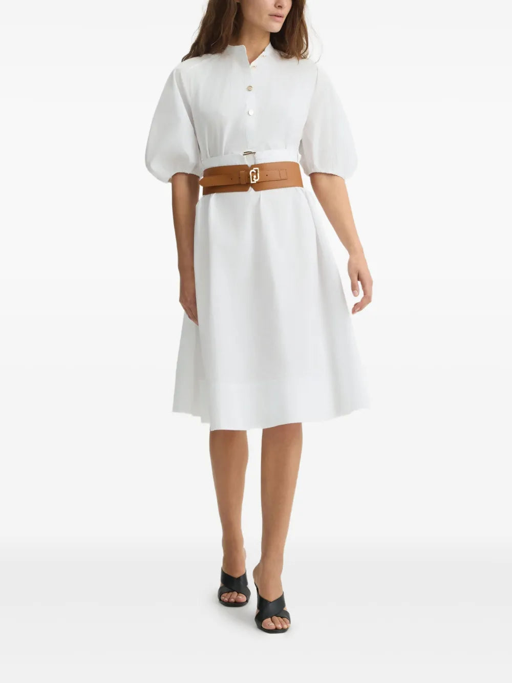 Puff-Sleeve Belted Dress