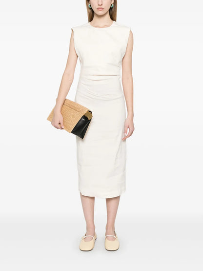 Pleat-Detailed Midi Dress