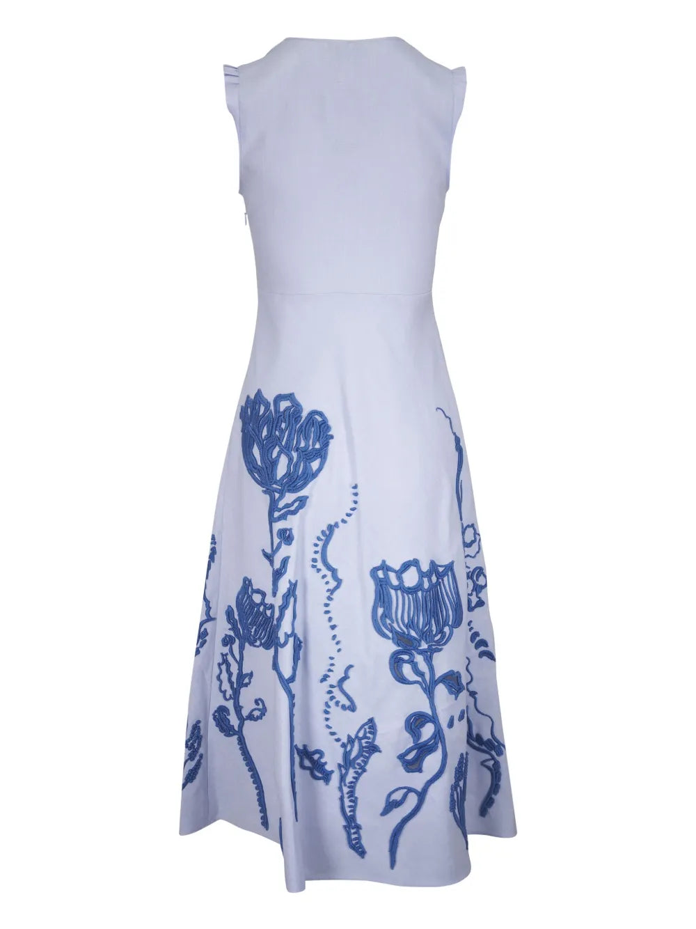 Floral-Embroidered Midi Dress