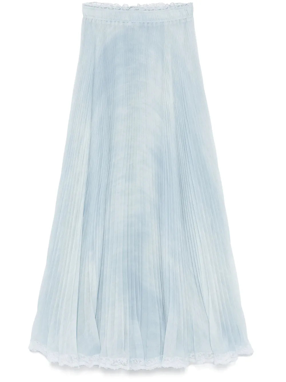 Lace-Detail Pleated Midi Skirt