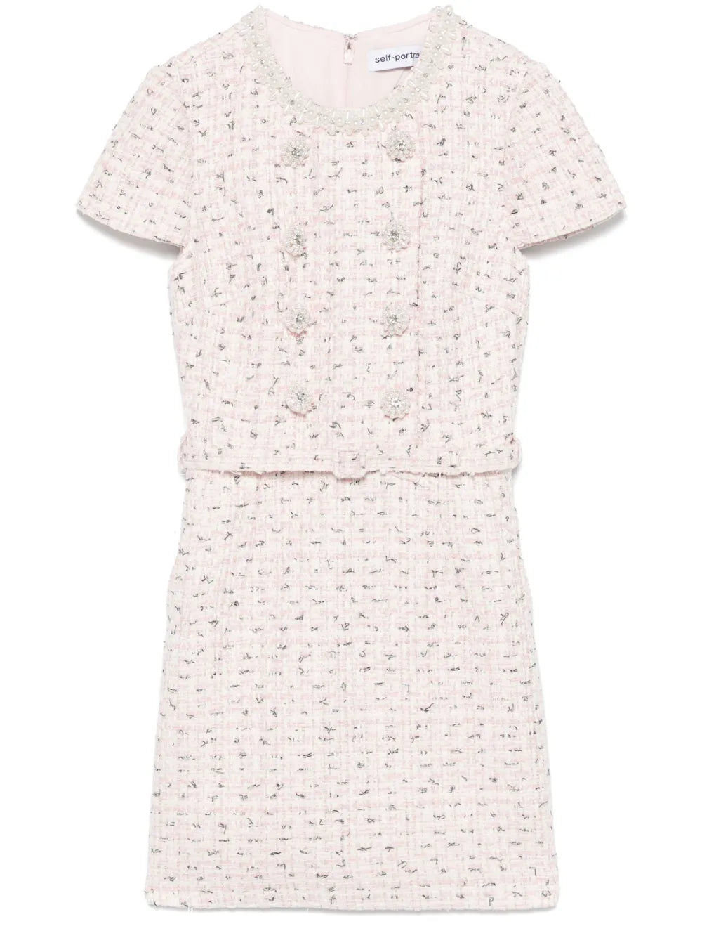 Boucle Pearl-Embellished Mini Dress