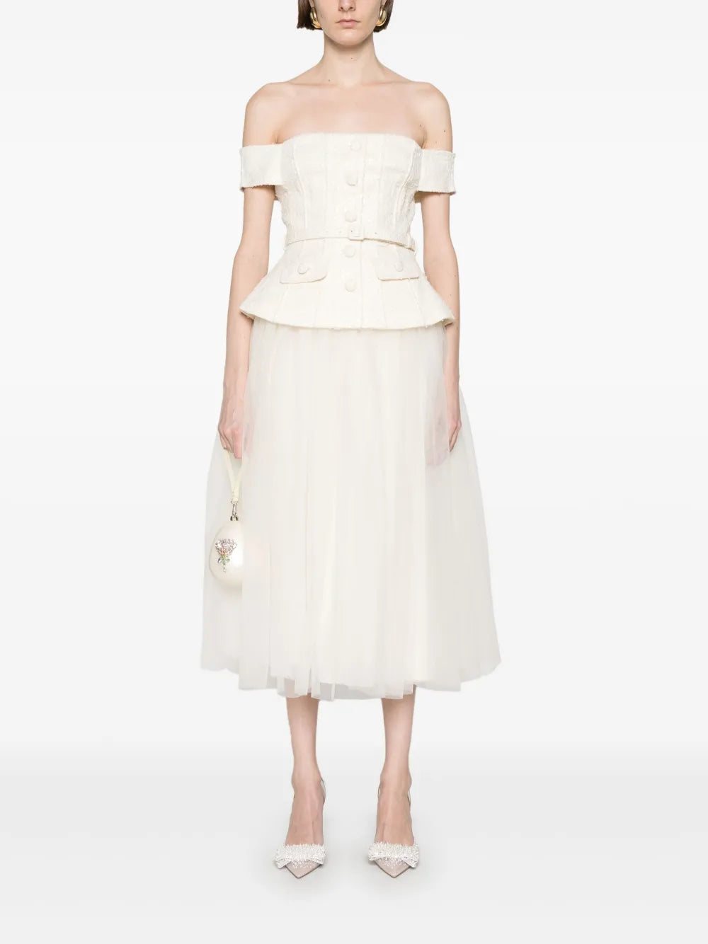 Bouclé Tulle Midi Dress