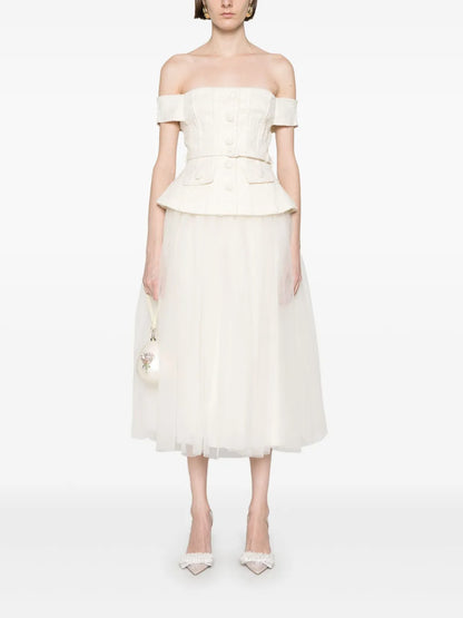 Bouclé Tulle Midi Dress