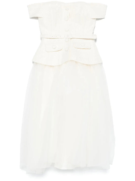 Bouclé Tulle Midi Dress