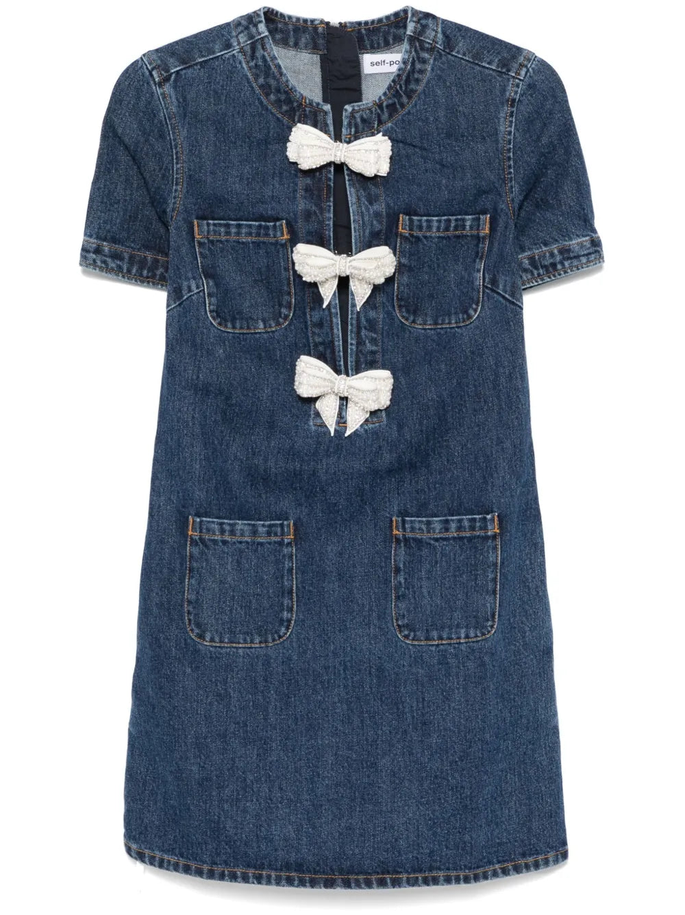 Denim Bow Mini Dress