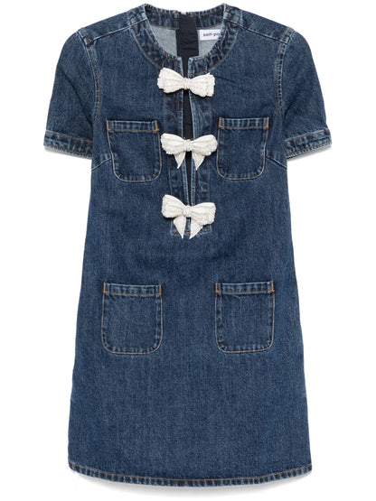 Denim Bow Mini Dress