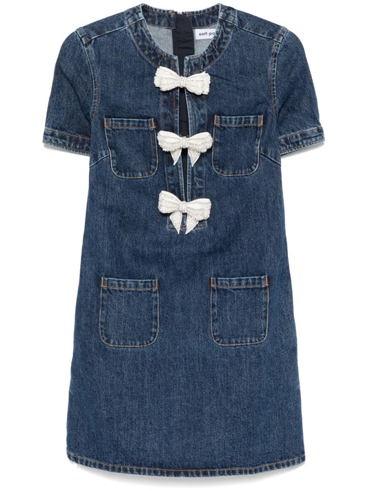 Denim Bow Mini Dress