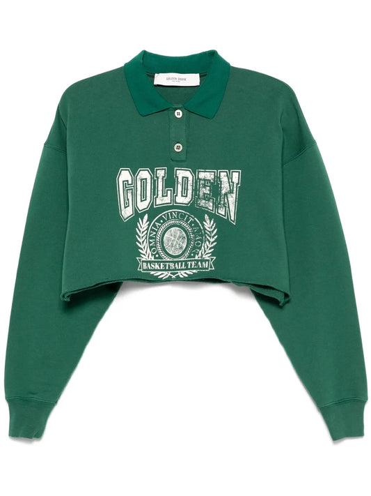 Printed Cropped Polo Top