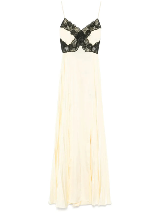 Satin Lace Maxi Dress