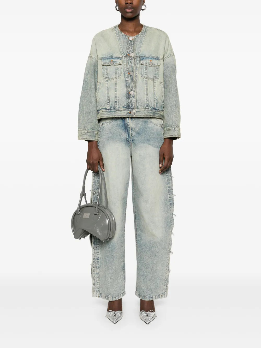 Safety-Pin Detailed Jeans