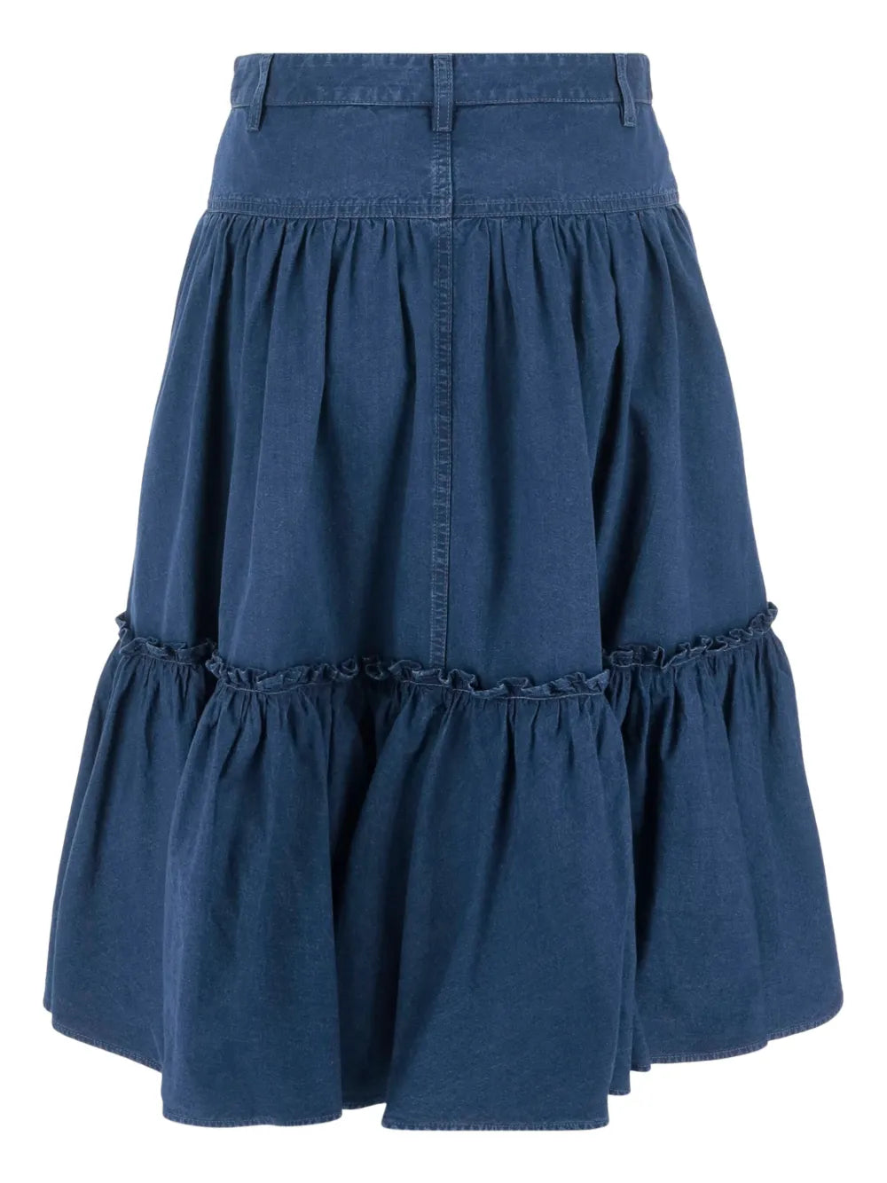 Tiered Denim Midi Skirt