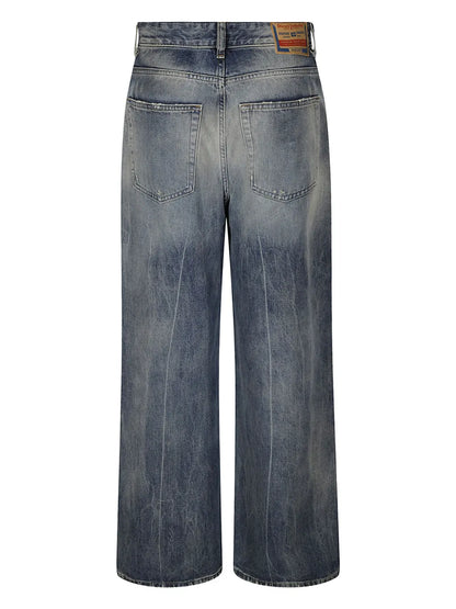 Washed Effect Wide Leg Jeans
