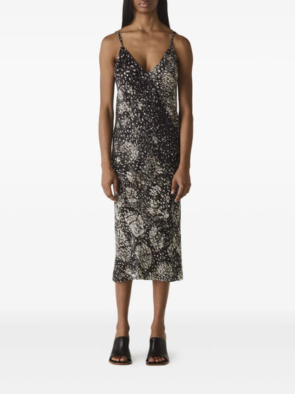 Wolf-Print Slip Dress