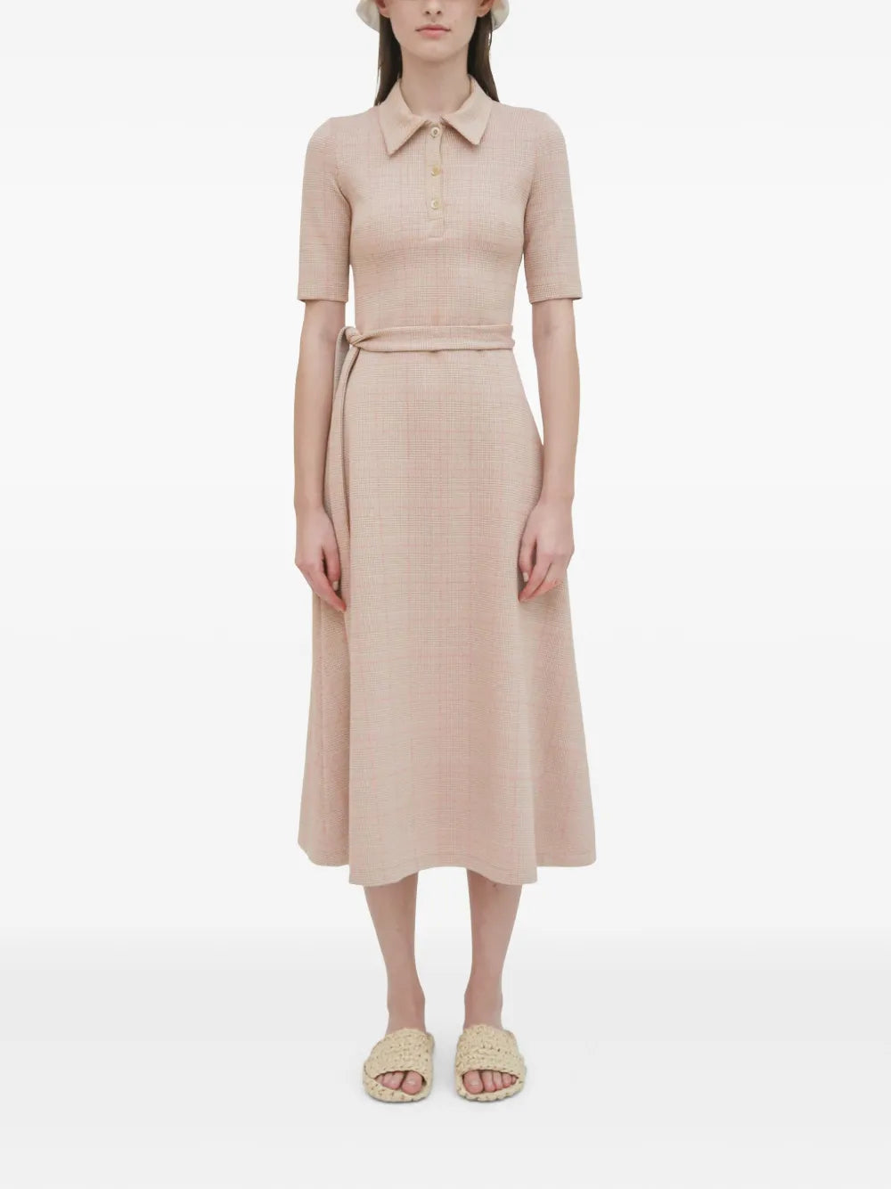 Plaid-Pattern Polo Dress