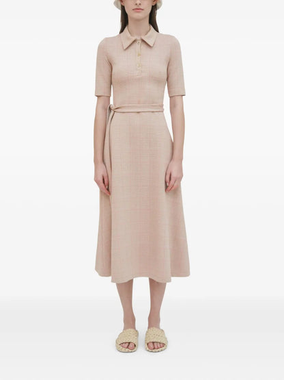 Plaid-Pattern Polo Dress