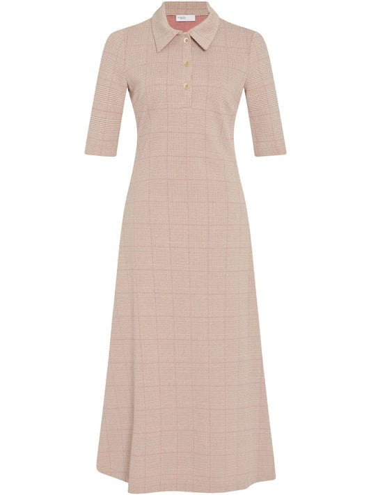 Plaid-Pattern Polo Dress
