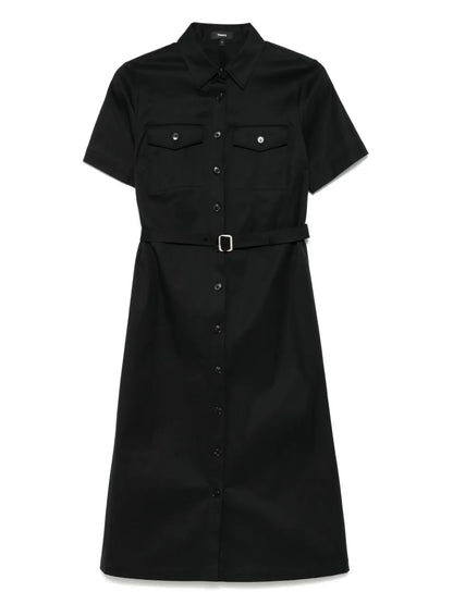 Twill-Weave Midi Dress