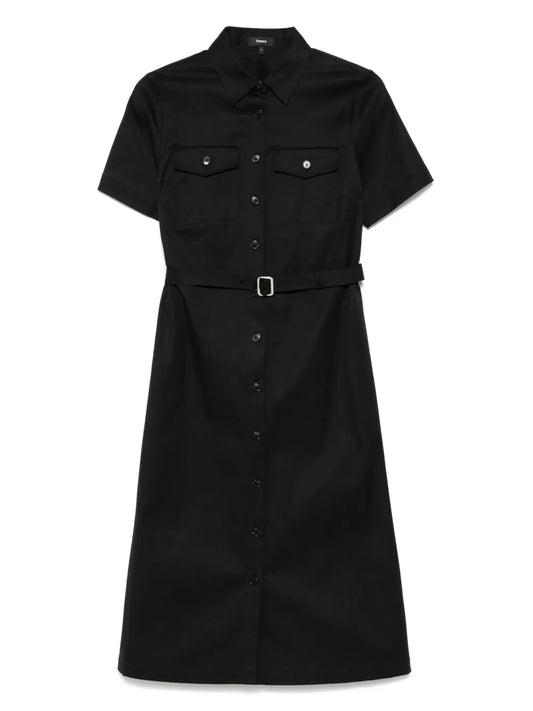 Twill-Weave Midi Dress