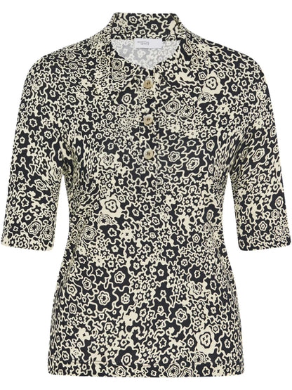Floral-Print Polo Top
