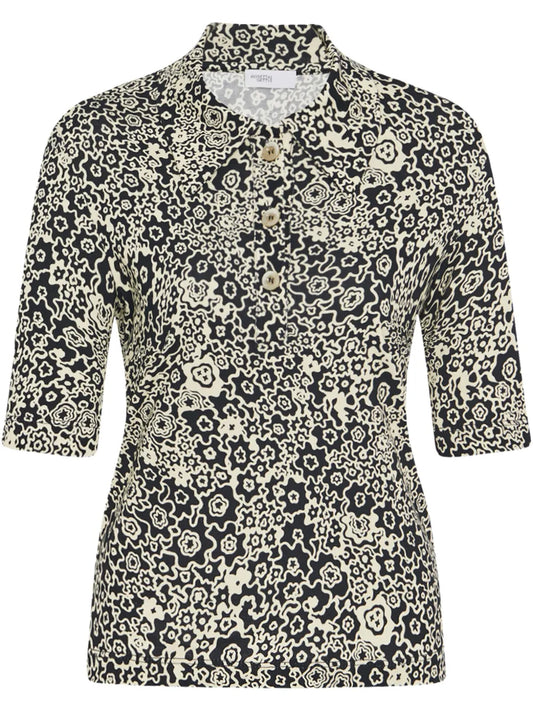 Floral-Print Polo Top