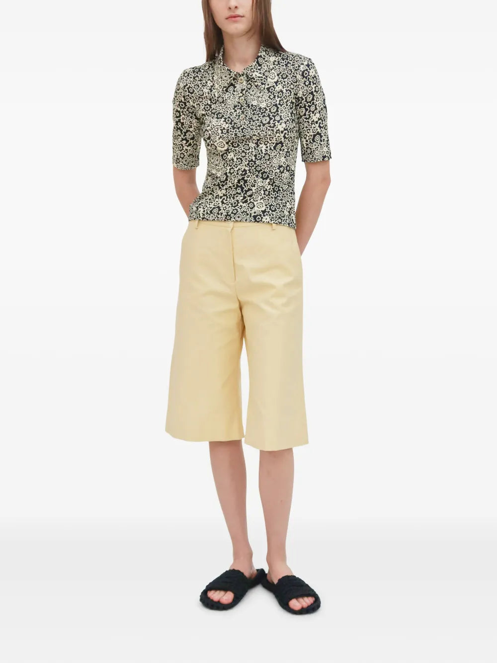 Floral-Print Polo Top