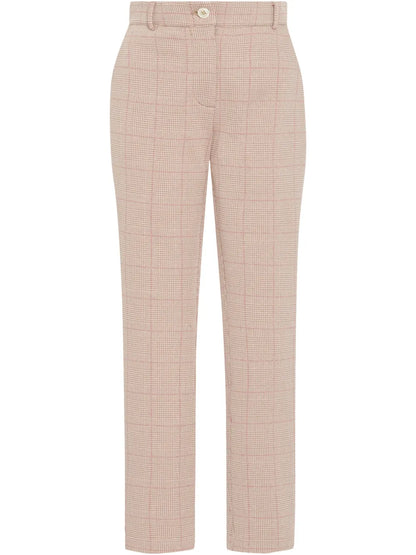 Plaid-Pattern Skinny Trousers