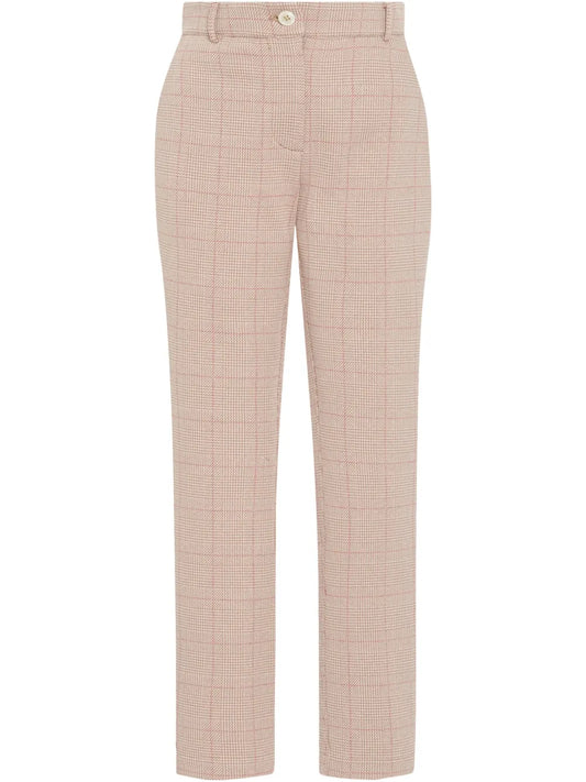 Plaid-Pattern Skinny Trousers