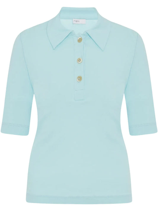 Button-Fastening Polo Top