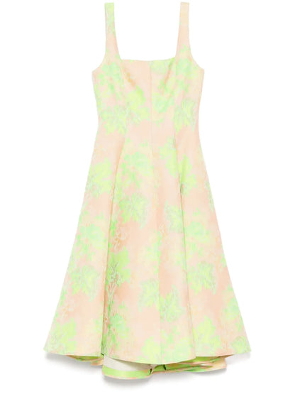 Abstract Floral Jacquard Dress